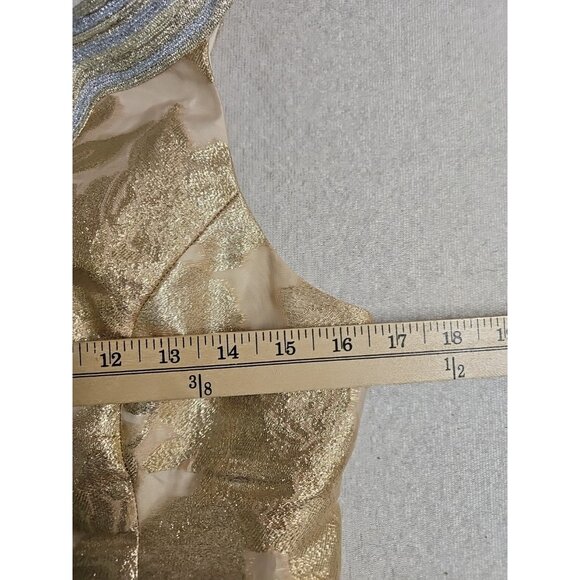 Lilly Pulitzer Valli Floral Gold Dress Size 4 Organza Brocade Sheath - Picture 2 of 9